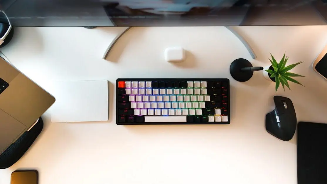 Home studio setup with a computer display and keyboard, perfect to follow screenwriting advice.